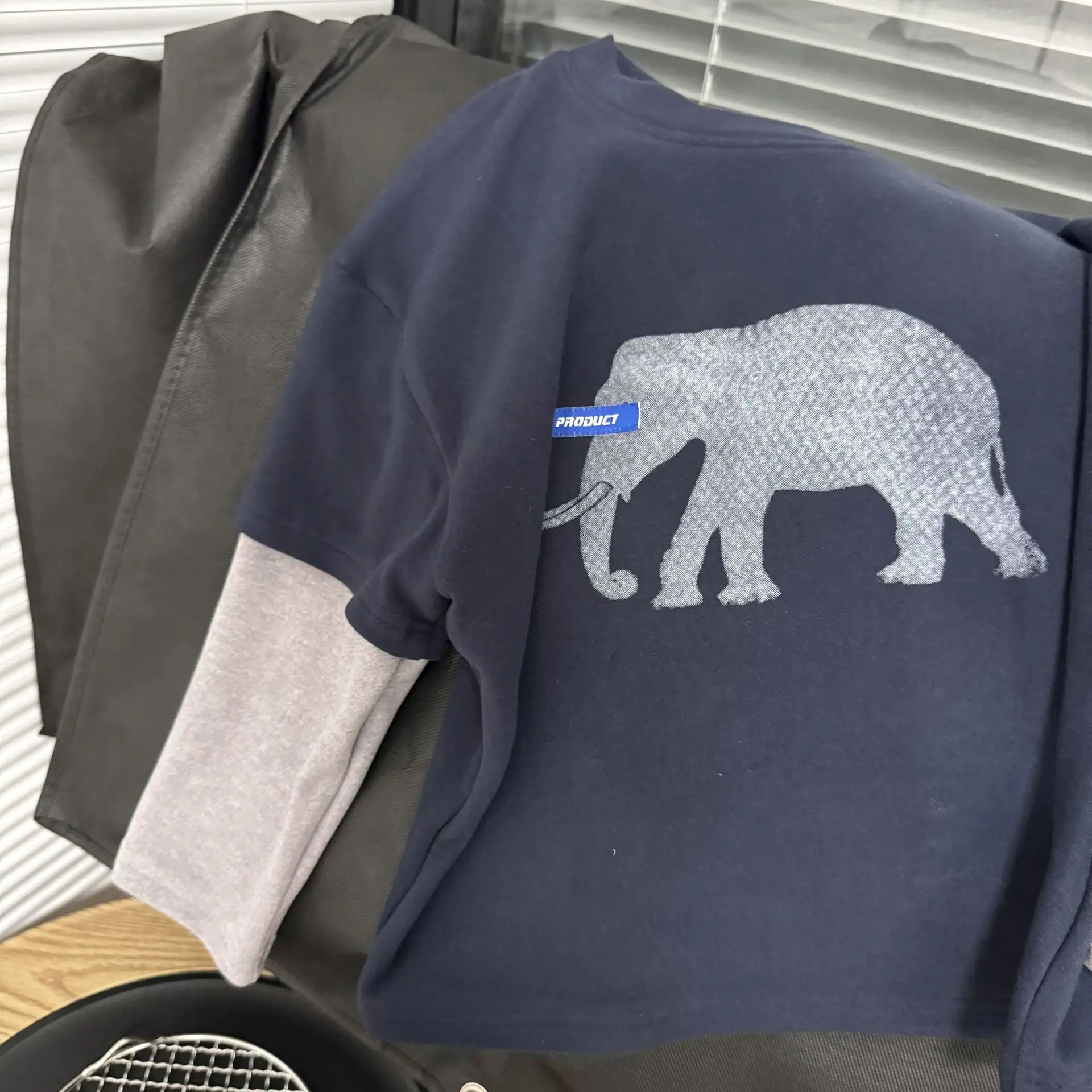 Boys Long Sleeve T-Shirt Navy Elephant Design Winter 2026 - Image 2