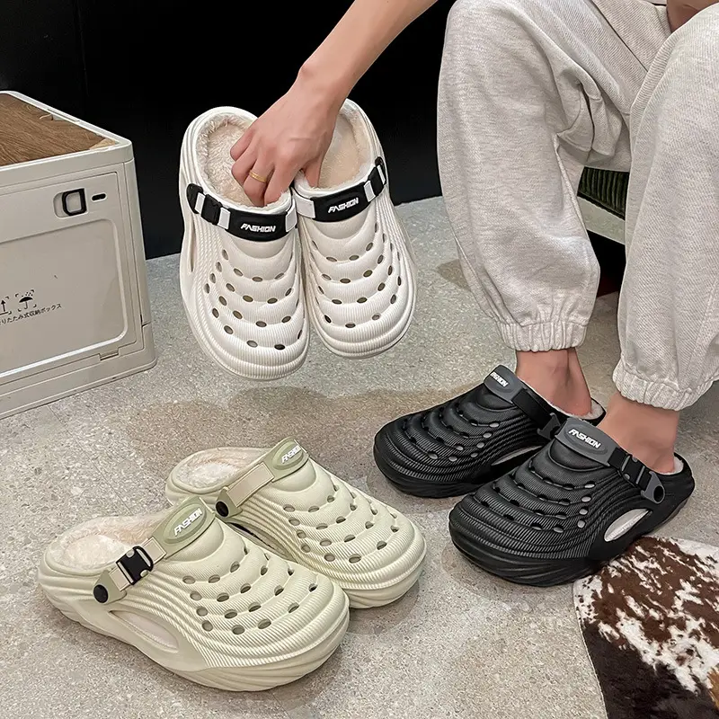 Cross-Border Eva Cotton Slippers for Men in Autumn and Winter, Warm Home Use, Non-Slip Bag and Two-Wear Cotton Shoes for Women, Wholesale