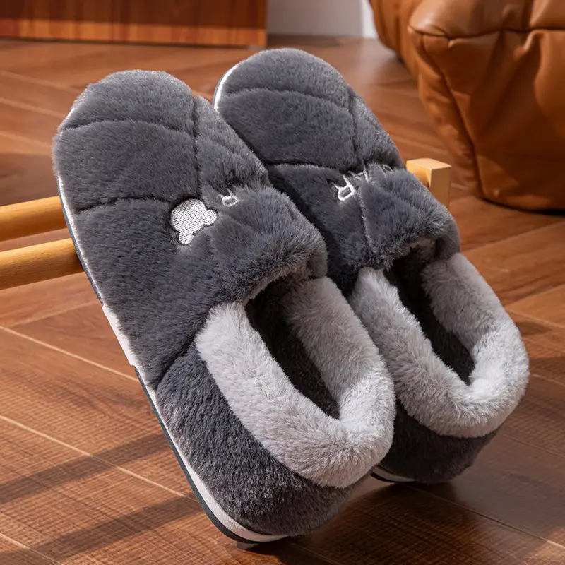 Winter Stuffed Cotton Slippers for Men Women Large Warm Fleece Lined - Image 7