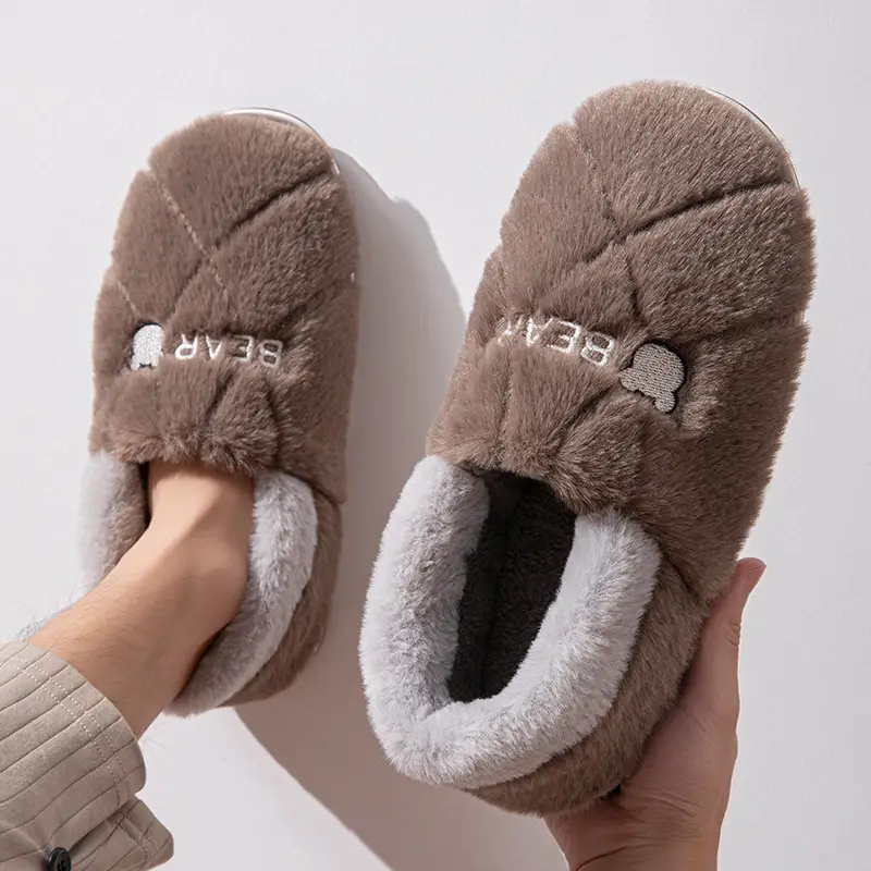 Winter Stuffed Cotton Slippers for Men Women Large Warm Fleece Lined - Image 8