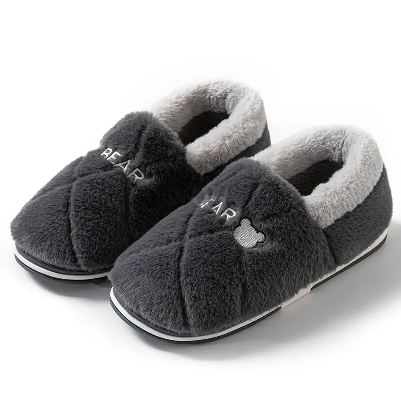 Winter Stuffed Cotton Slippers for Men Women Large Warm Fleece Lined - Image 9