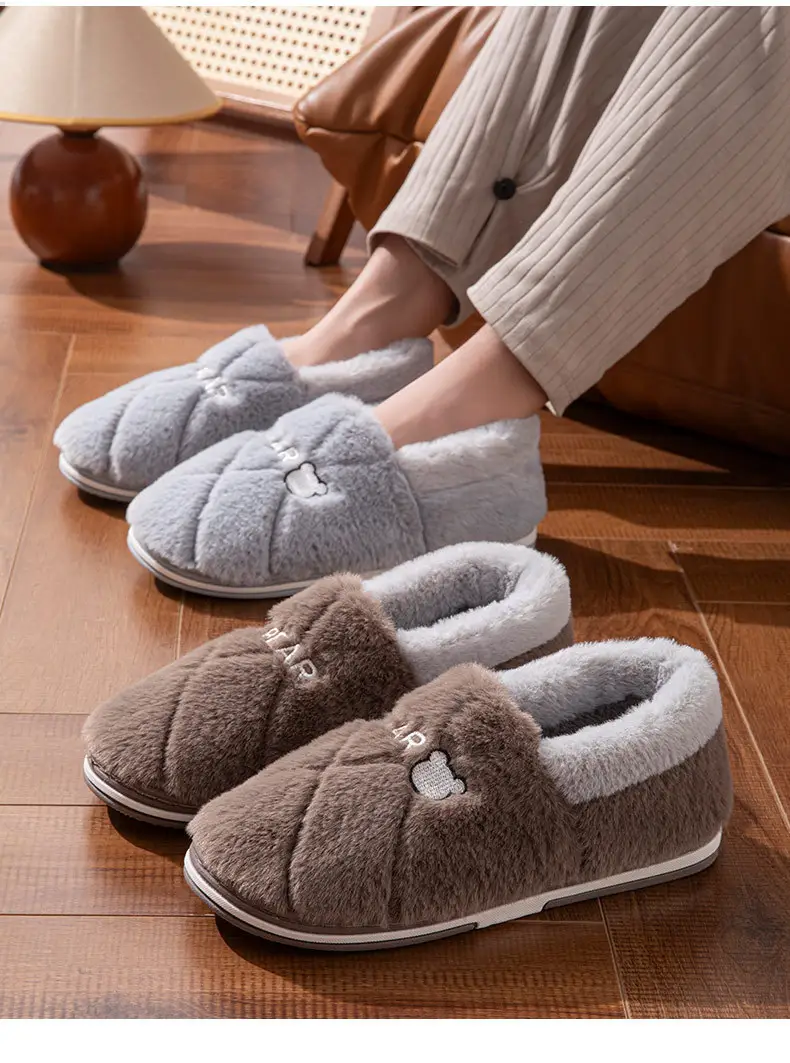 Winter Stuffed Cotton Slippers for Men Women Large Warm Fleece Lined — feature 13