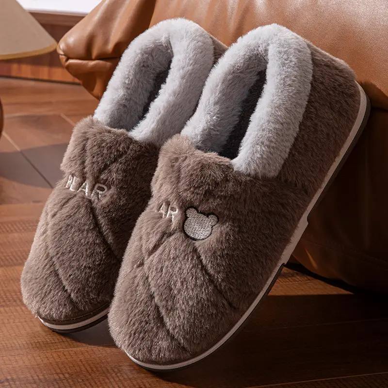 Winter Stuffed Cotton Slippers for Men Women Large Warm Fleece Lined - Image 3