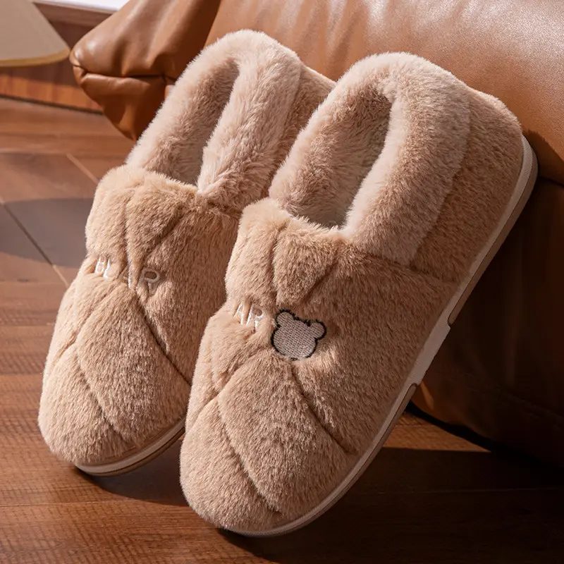 Winter Stuffed Cotton Slippers for Men Women Large Warm Fleece Lined - Image 4