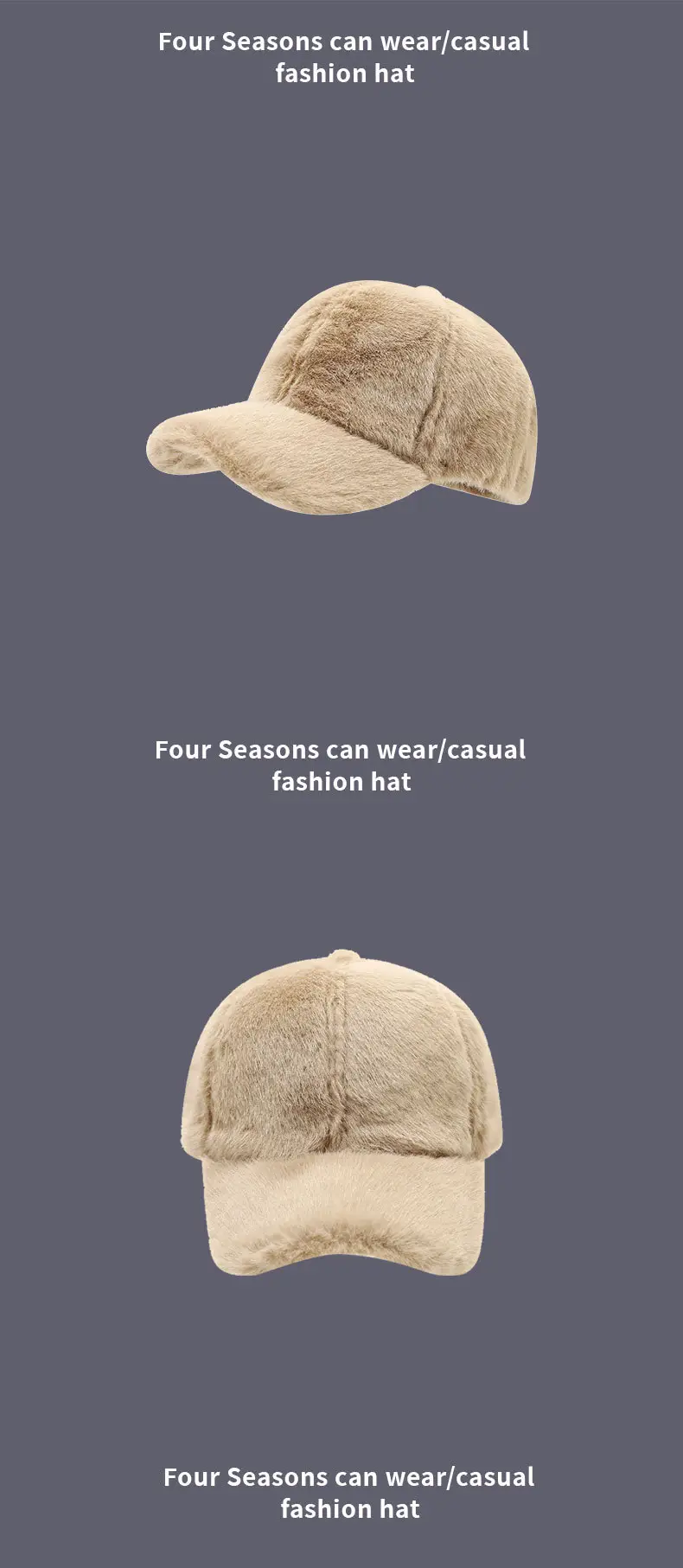 Thickened Plush Baseball Cap for Men Women Winter Use — feature 12