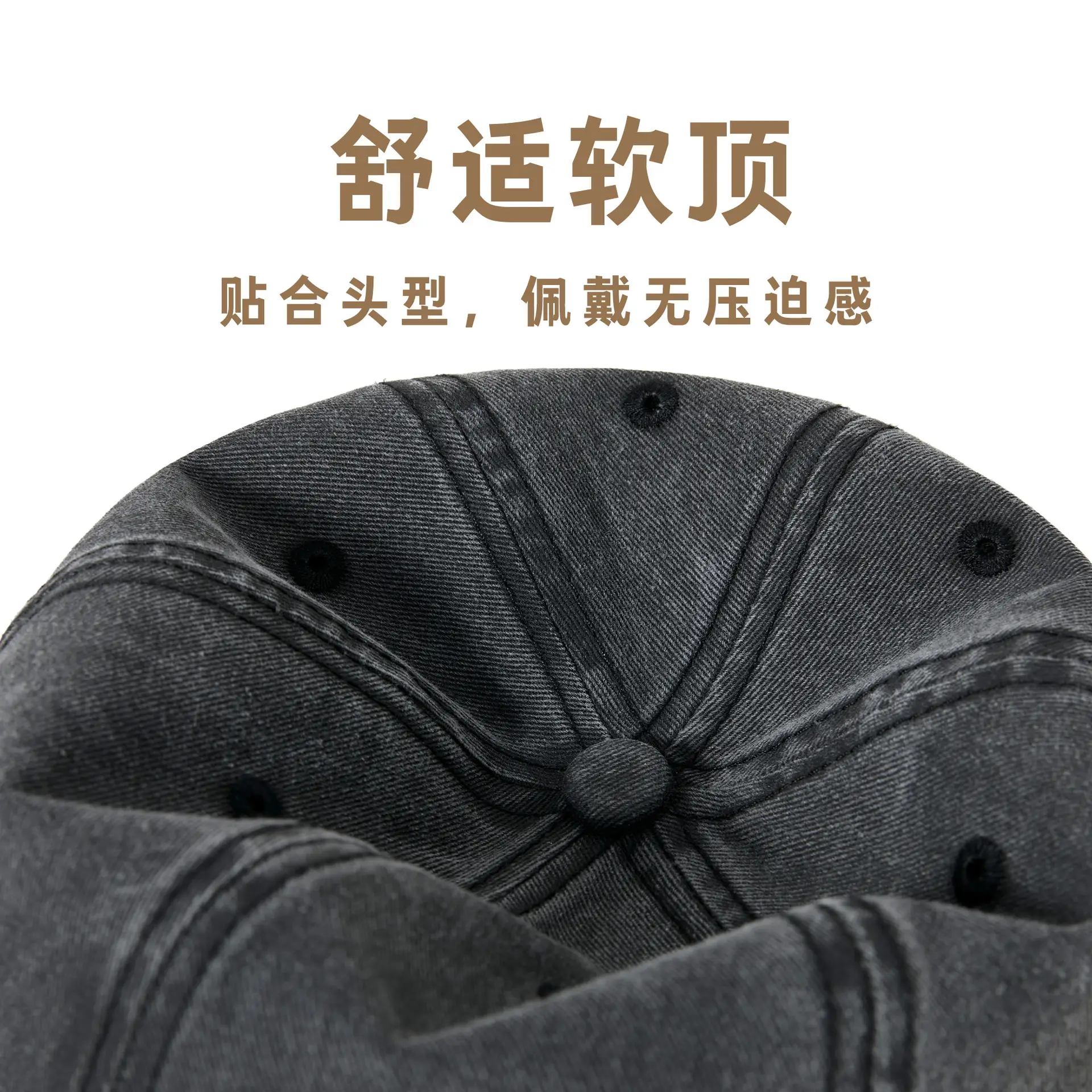 Gray Washed Baseball Cap for Men Large Head Circumference - Image 7
