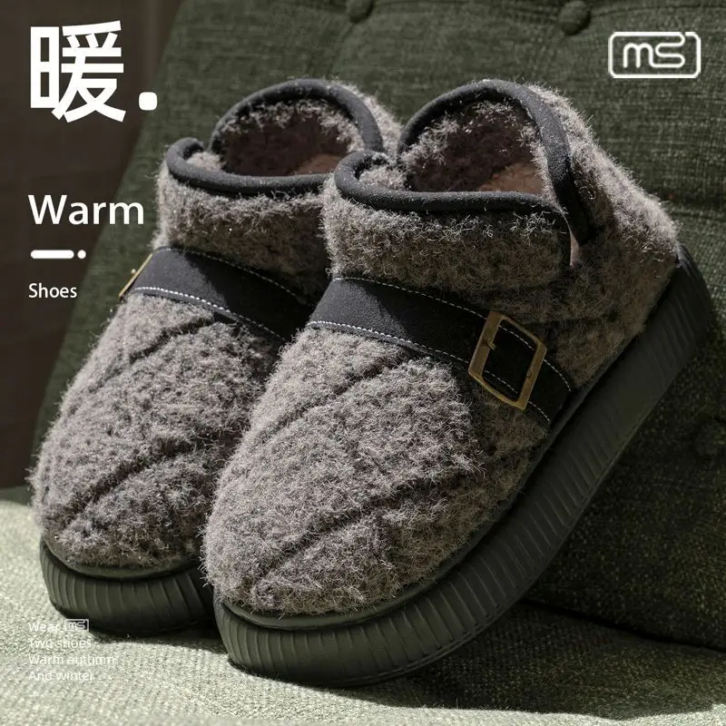 New Style Closed-Toe Cotton Shoes for Women, Autumn and Winter 2025 Popular Model, Plush Thickened Soft Sole, Non-Slip, Light Luxury Cotton Shoes - Image 6