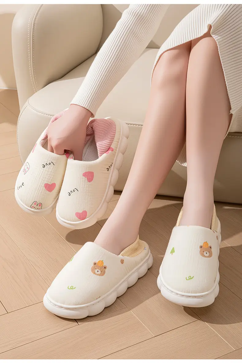 Cartoon Confinement Shoes Cotton Slippers for Women Autumn and Winter Cute New Home Indoor Non-Slip Home Warm Cotton Slippers for Women Winter — feature 12