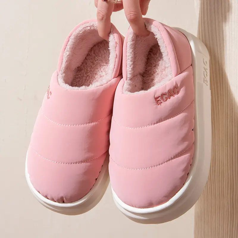 Down Cloth Waterproof Cotton Slippers for Women in Autumn and Winter New Style for Couples to Wear at Home and Outside, Non-Slip Fleece-Lined Thickeneded Warm Shoes for Men - Image 8