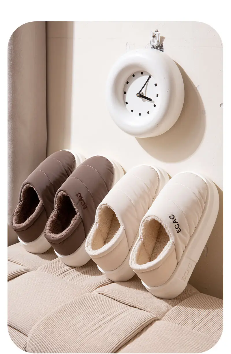Down Cloth Waterproof Cotton Slippers for Women in Autumn and Winter New Style for Couples to Wear at Home and Outside, Non-Slip Fleece-Lined Thickeneded Warm Shoes for Men — feature 6