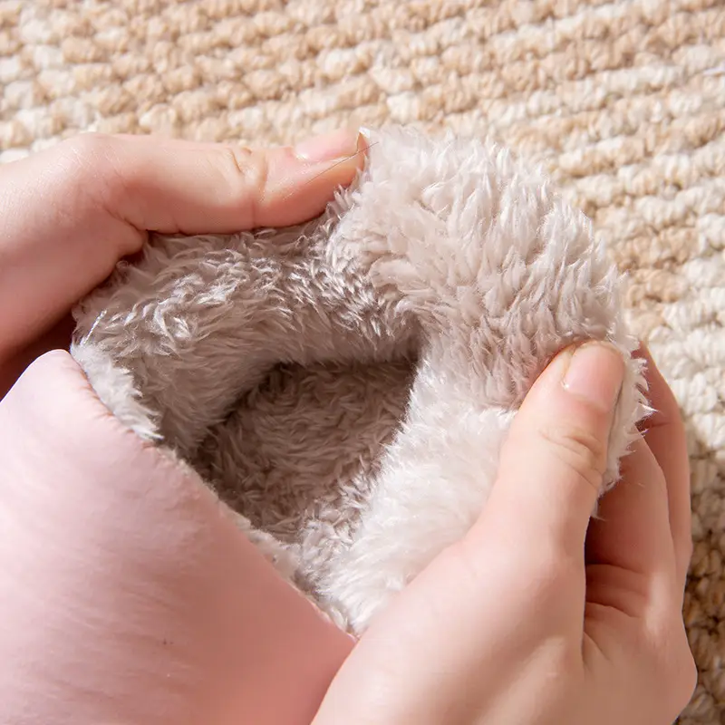 Women Winter Warm Cotton Slippers White Thick Soled