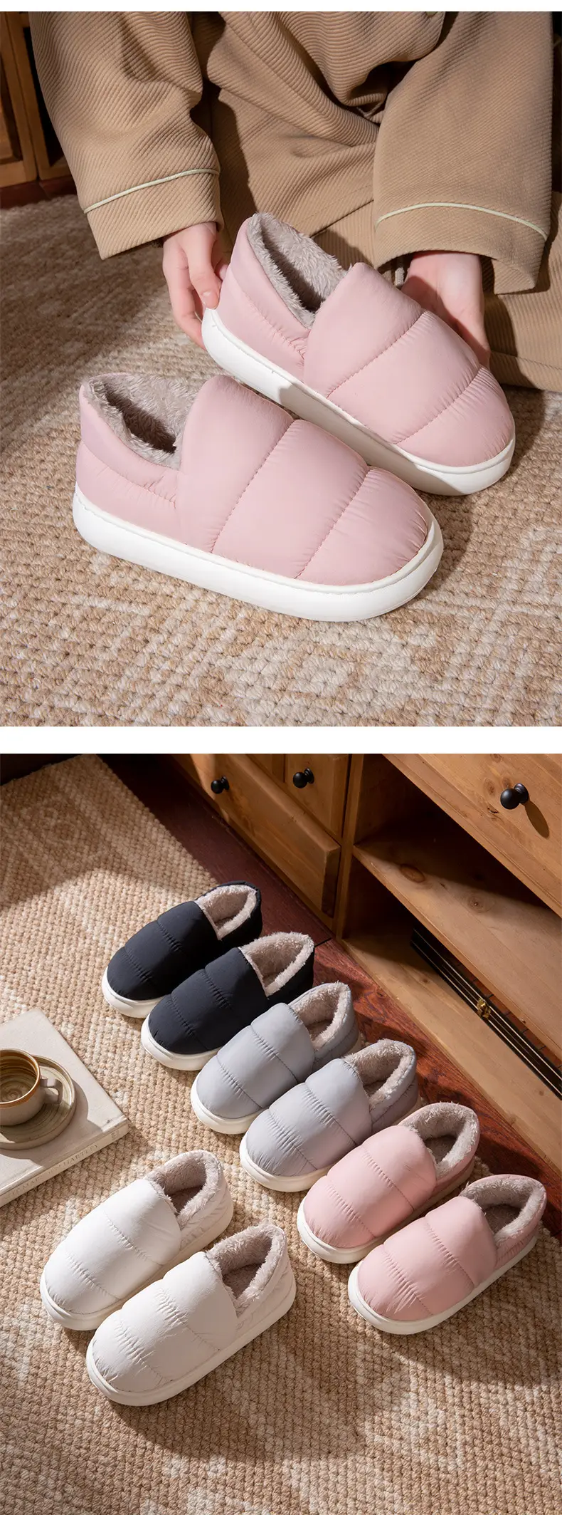 Women Winter Warm Cotton Slippers White Thick Soled — feature 10