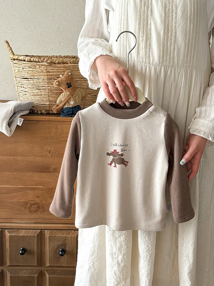 Baby Velvet Cartoon Shirt Winter Warm Long Sleeve