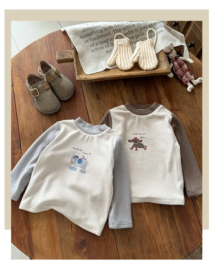 Baby Velvet Cartoon Shirt Winter Warm Long Sleeve — feature 1