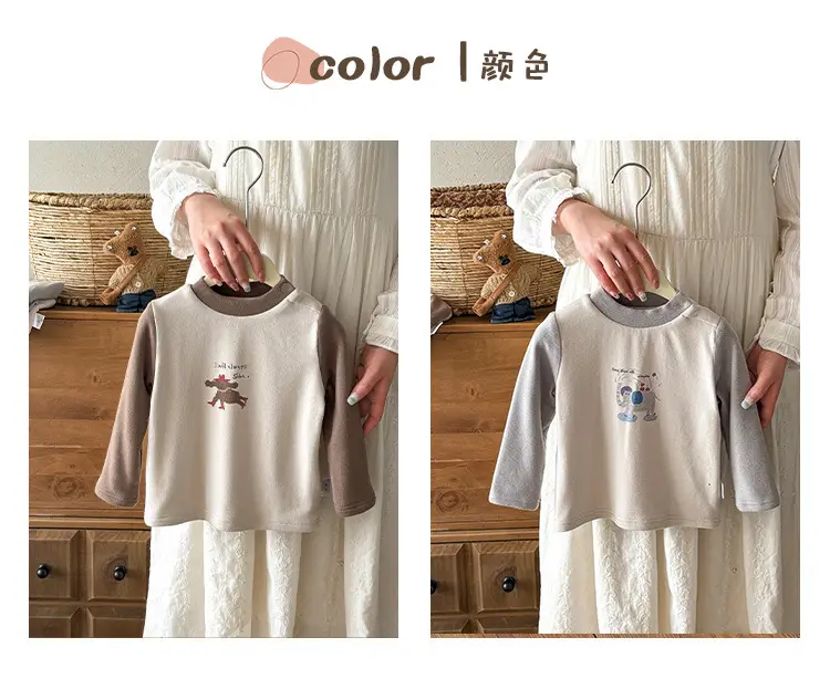 Baby Velvet Cartoon Shirt Winter Warm Long Sleeve — feature 3