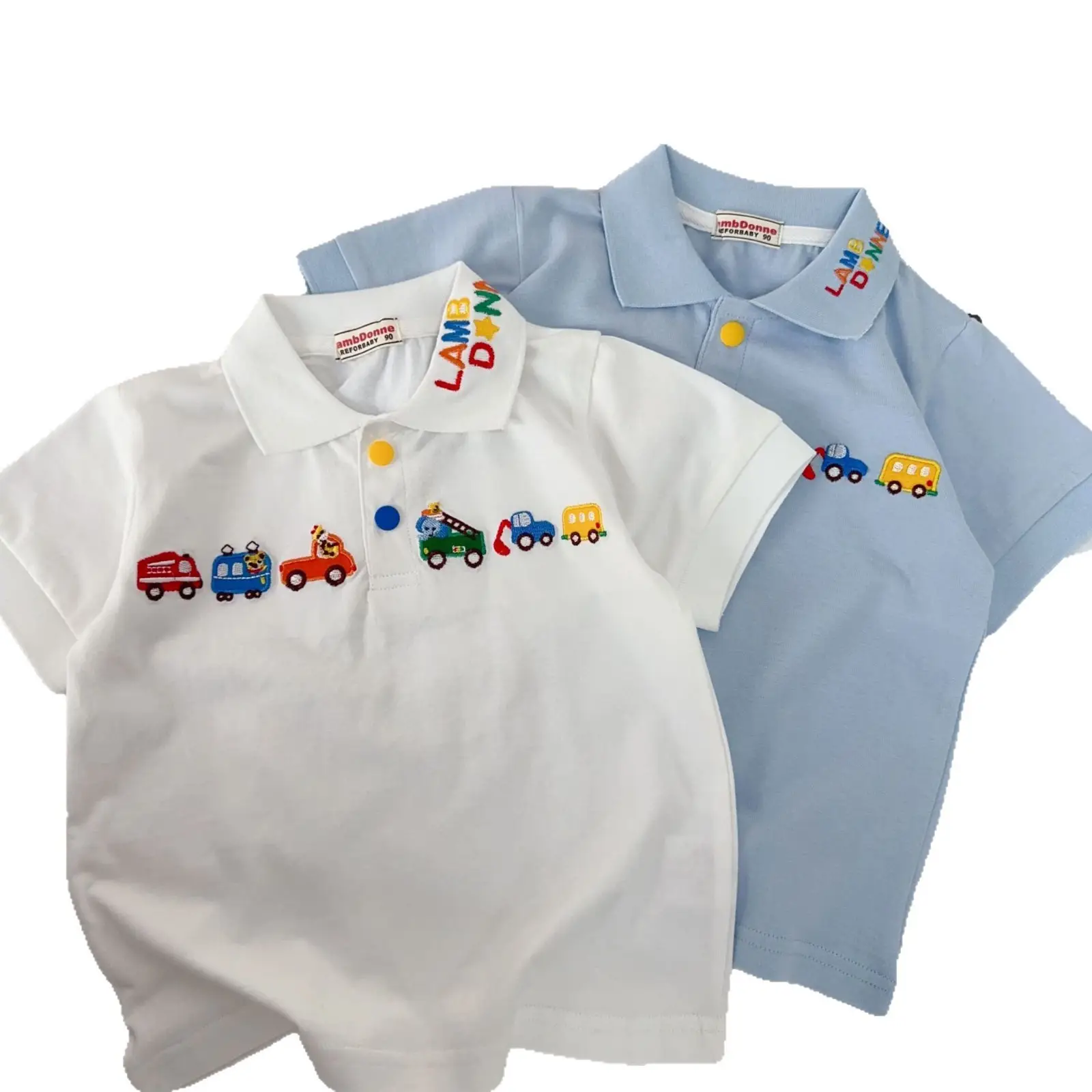 Boys Embroidered Polo T-Shirts Light Blue 26 Spring