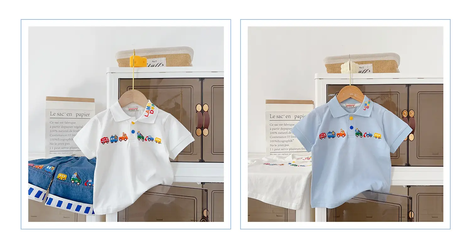 Boys Embroidered Polo T-Shirts Light Blue 26 Spring — feature 12