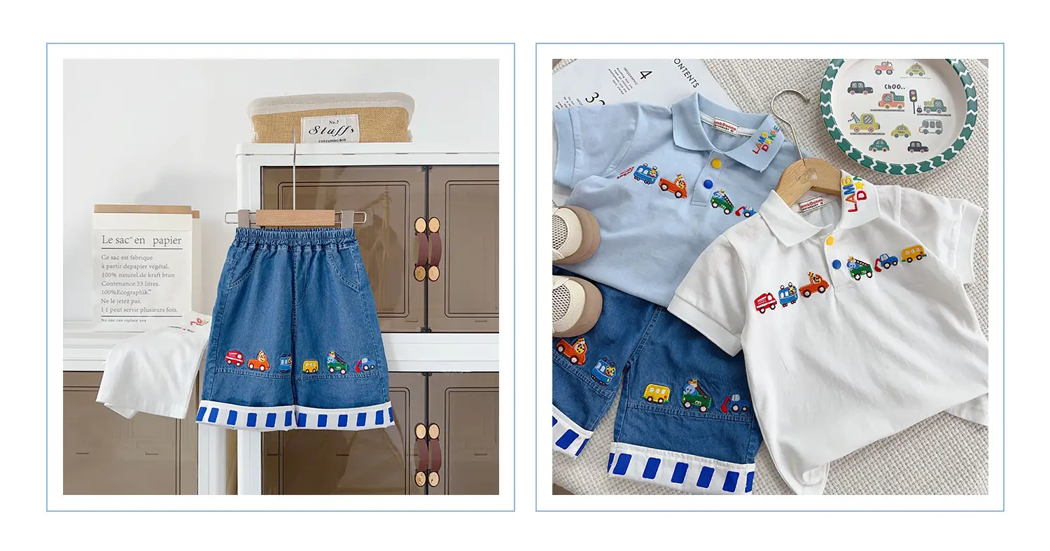 Boys Embroidered Polo T-Shirts Light Blue 26 Spring — feature 13