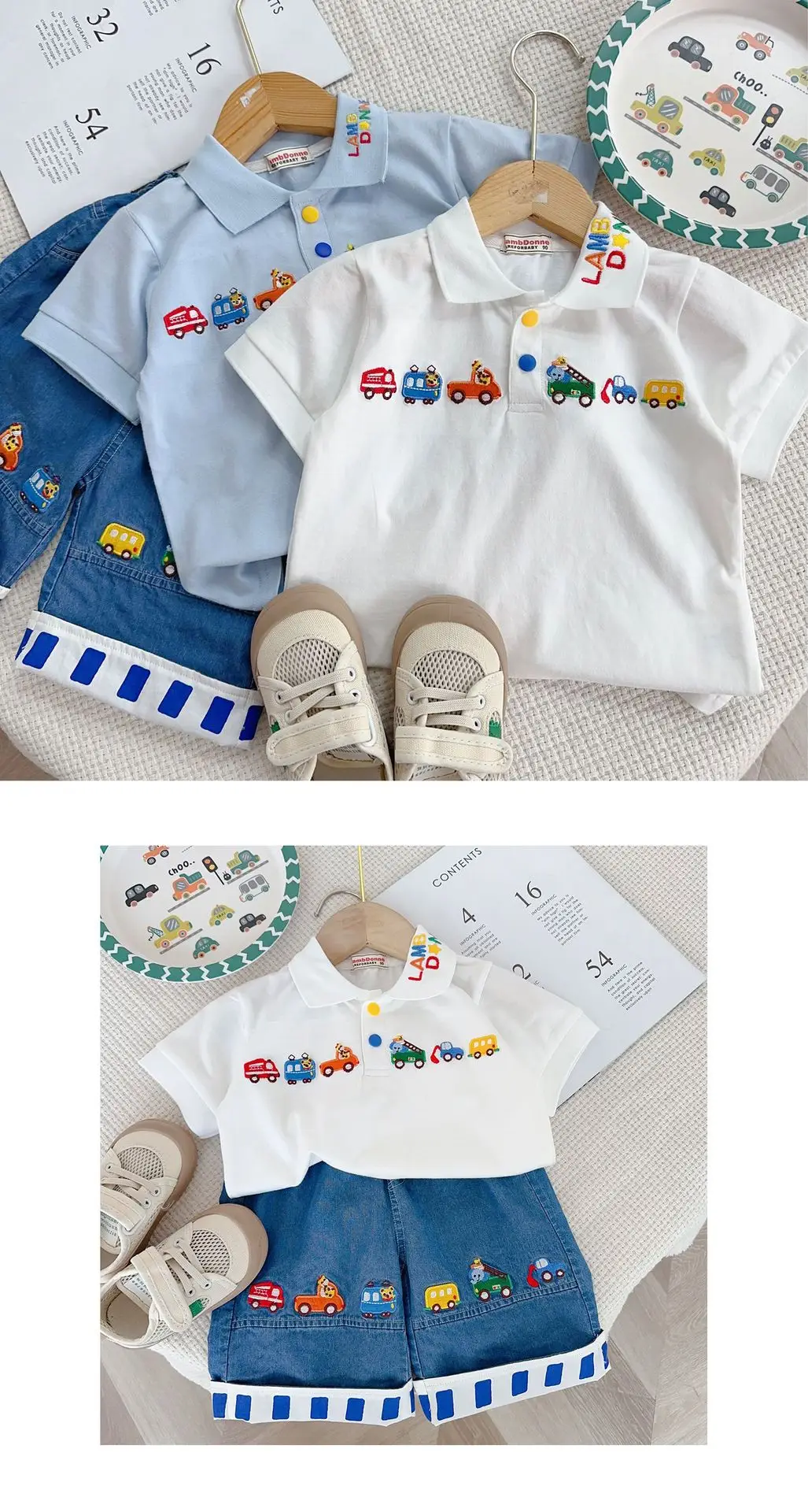 Boys Embroidered Polo T-Shirts Light Blue 26 Spring — feature 18