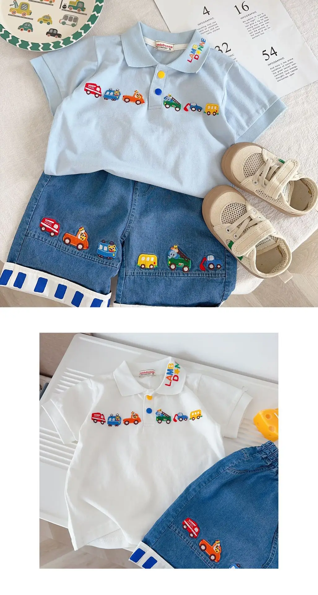 Boys Embroidered Polo T-Shirts Light Blue 26 Spring — feature 19