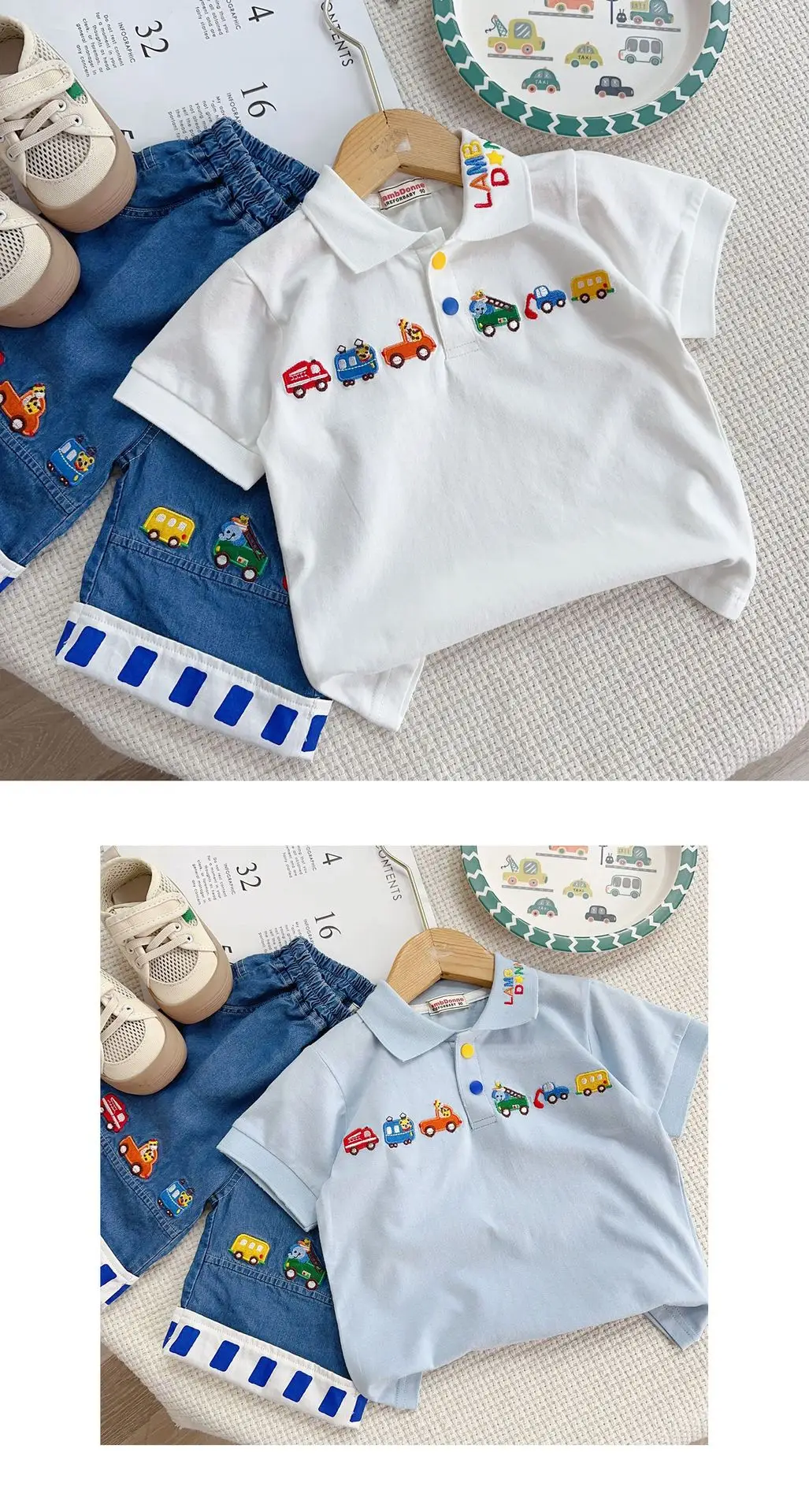 Boys Embroidered Polo T-Shirts Light Blue 26 Spring — feature 20