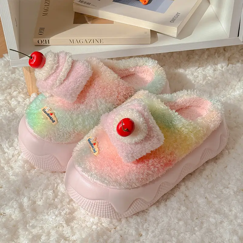 Nanbowan Cartoon Colorful Small Cake Cotton Slippers Women's Home Indoor Non-Slip Warm Stuffed Cotton Slippers Wholesale - Image 4