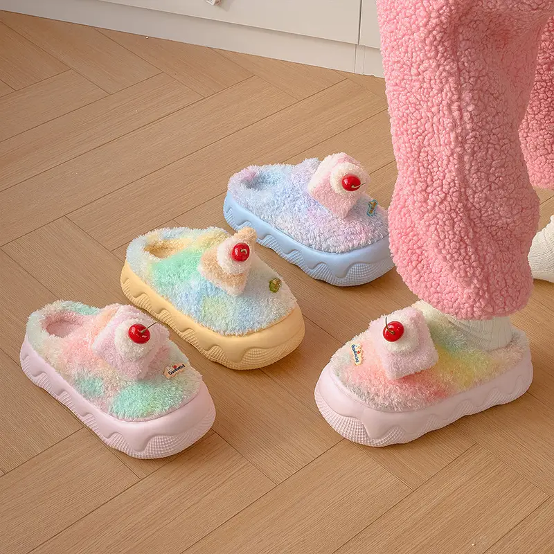 Nanbowan Cartoon Colorful Small Cake Cotton Slippers Women's Home Indoor Non-Slip Warm Stuffed Cotton Slippers Wholesale - Image 5