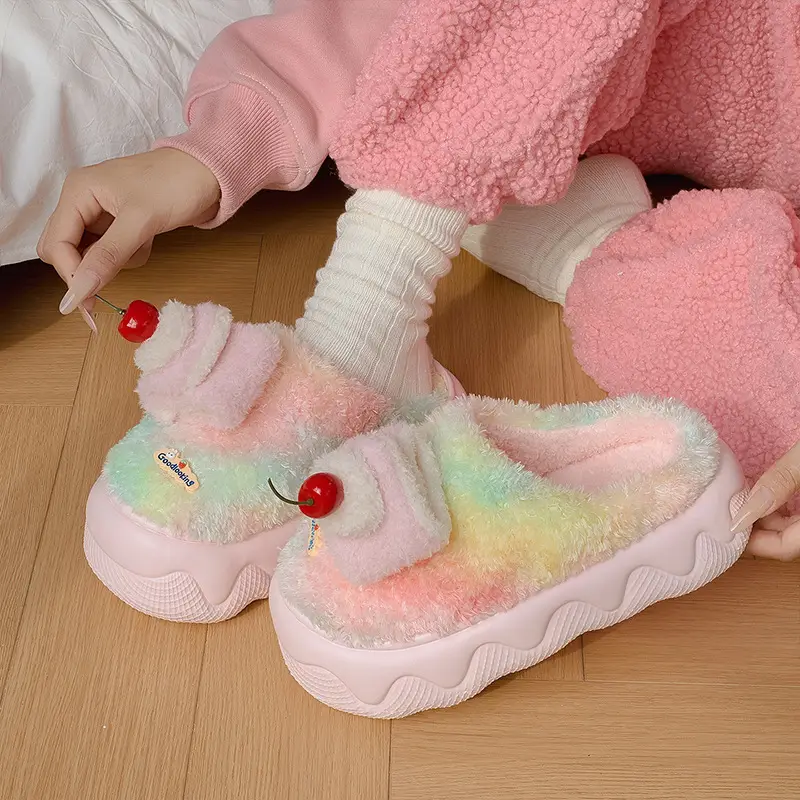 Nanbowan Cartoon Colorful Small Cake Cotton Slippers Women's Home Indoor Non-Slip Warm Stuffed Cotton Slippers Wholesale - Image 7