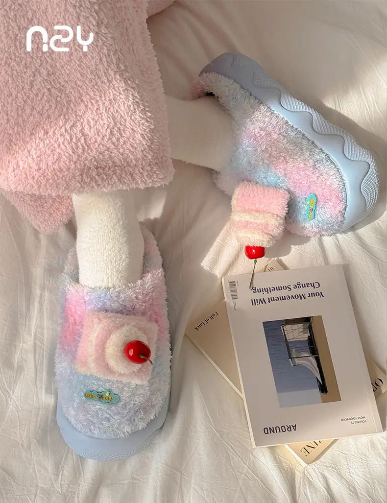 Nanbowan Cartoon Colorful Small Cake Cotton Slippers Women's Home Indoor Non-Slip Warm Stuffed Cotton Slippers Wholesale — feature 1