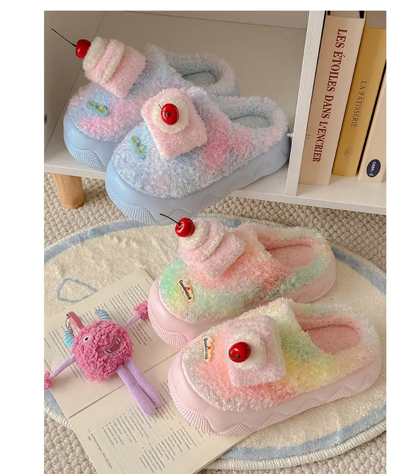 Nanbowan Cartoon Colorful Small Cake Cotton Slippers Women's Home Indoor Non-Slip Warm Stuffed Cotton Slippers Wholesale — feature 11