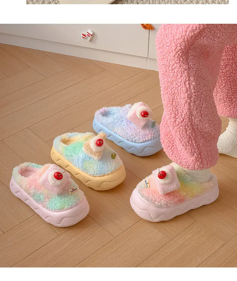 Nanbowan Cartoon Colorful Small Cake Cotton Slippers Women's Home Indoor Non-Slip Warm Stuffed Cotton Slippers Wholesale — feature 12