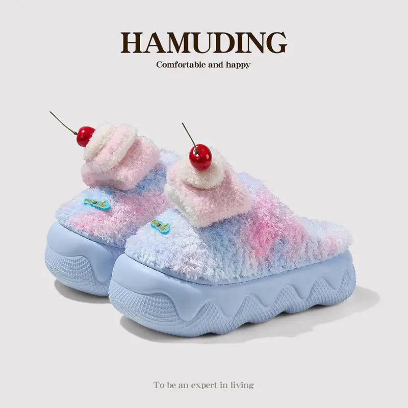 Nanbowan Cartoon Colorful Small Cake Cotton Slippers Women's Home Indoor Non-Slip Warm Stuffed Cotton Slippers Wholesale - Image 3
