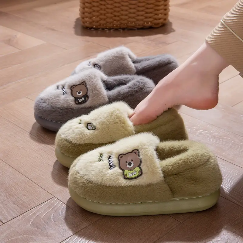 Winter Fleece Lined Cartoon Slippers for Women