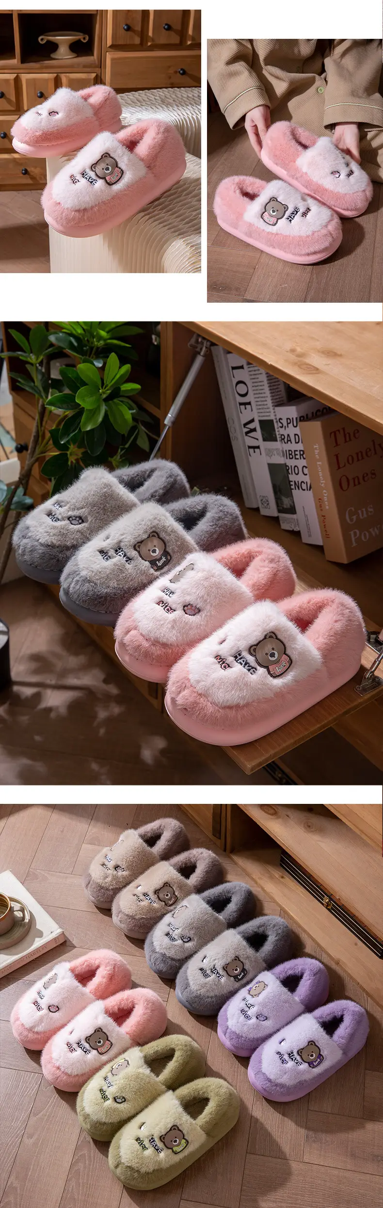 Winter Fleece Lined Cartoon Slippers for Women — feature 7