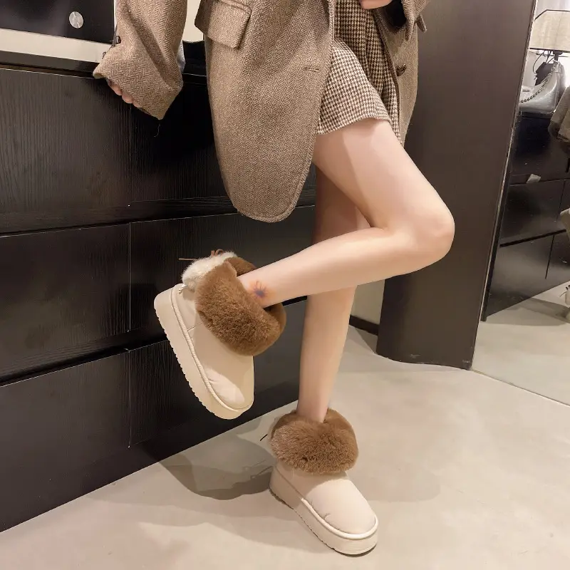 Nanbowan Outer Wear Cotton Slippers Women's Winter Bag Heel High Boots Warm Non-Slip Thick Sole Soft Outer Wear Snow Boots Wholesale