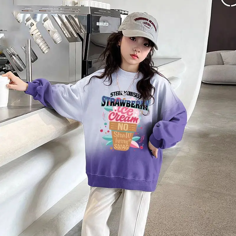 Baby Velvet Gradient Sweatshirt Set for Girls - Image 11