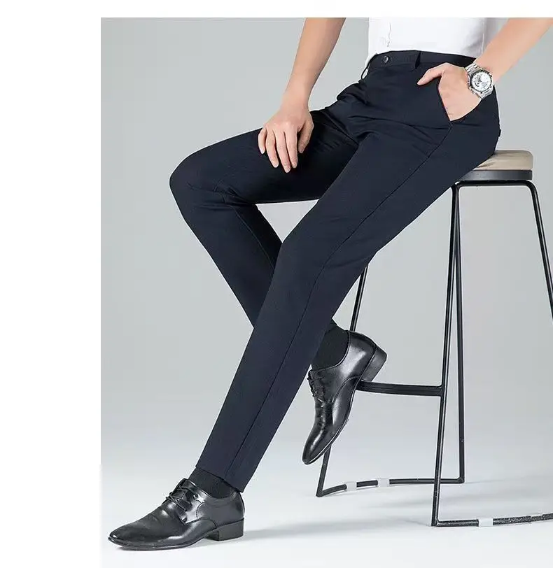 Tall Men's Extended Length 120cm Casual Pants, Men's Autumn and Winter Thickened Elastic Dress Pants 115cm — feature 13