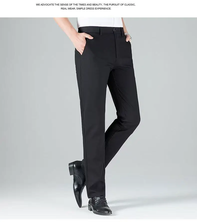 Tall Men's Extended Length 120cm Casual Pants, Men's Autumn and Winter Thickened Elastic Dress Pants 115cm — feature 18