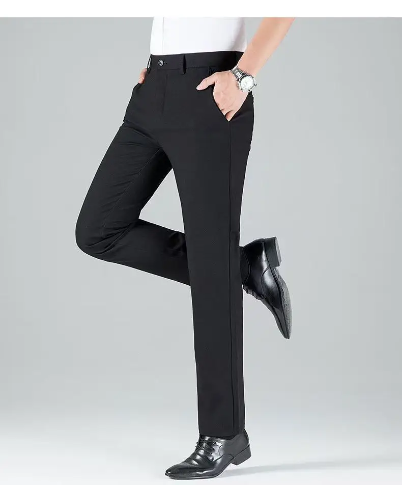 Tall Men's Extended Length 120cm Casual Pants, Men's Autumn and Winter Thickened Elastic Dress Pants 115cm — feature 19