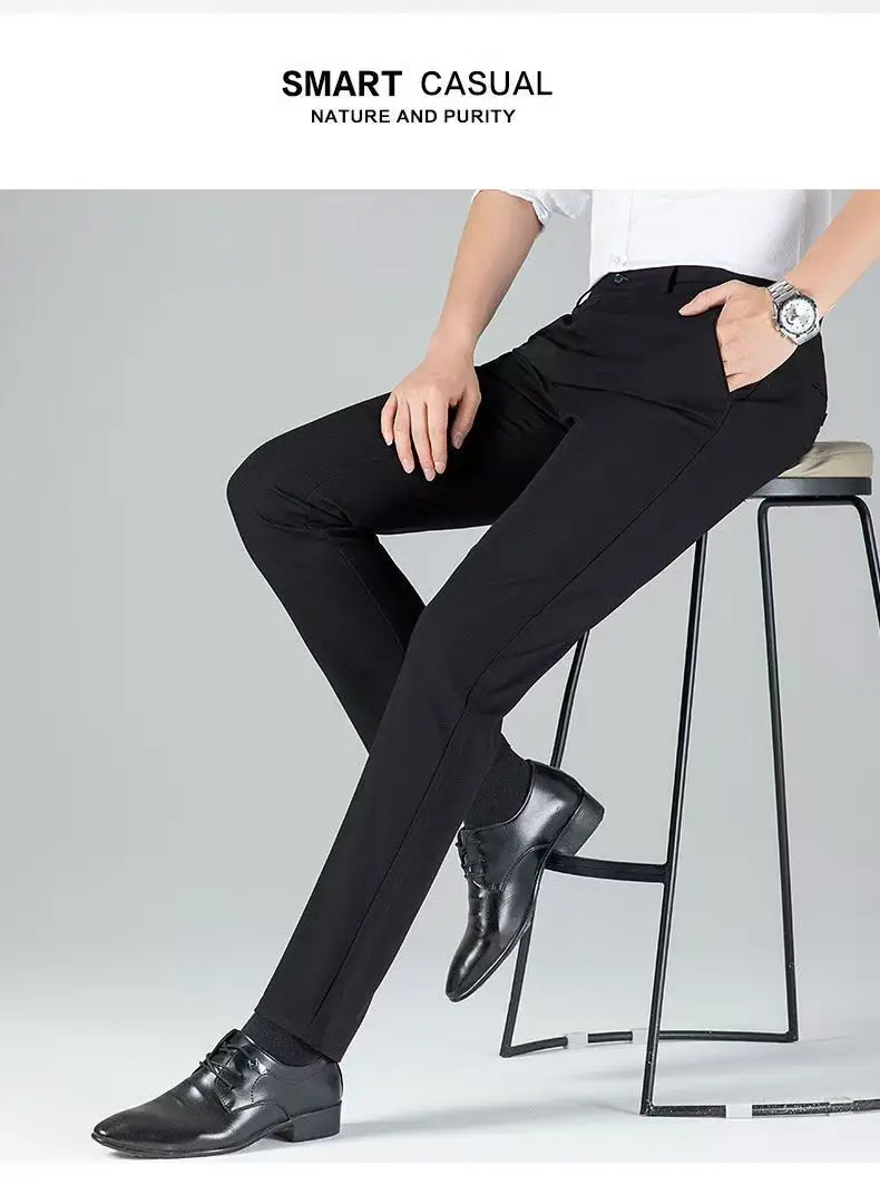 Tall Men's Extended Length 120cm Casual Pants, Men's Autumn and Winter Thickened Elastic Dress Pants 115cm — feature 20