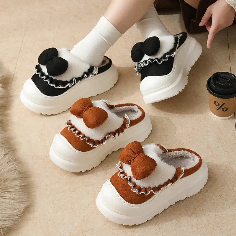 Women Cotton Warm Slippers Autumn Winter Non-Slip Fleece Lined - Image 6