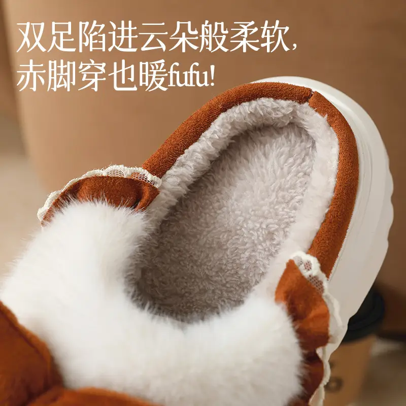 Women Cotton Warm Slippers Autumn Winter Non-Slip Fleece Lined - Image 8