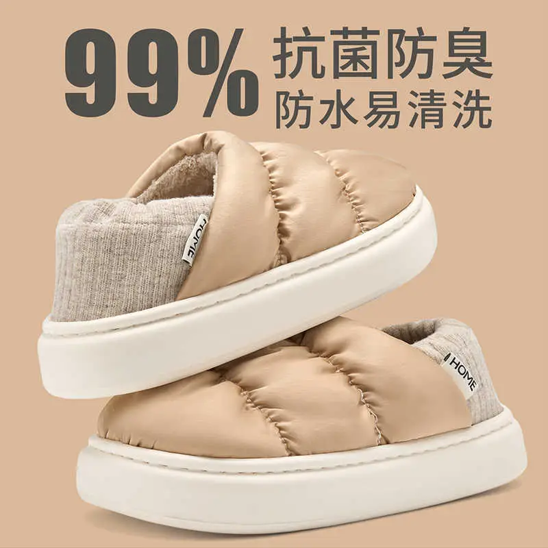 Lidani Antibacterial Waterproof Cotton Slippers for Women with Heel Cover, 2025 New Model, Indoor Plush Warm Men's Cotton Shoes for Winter - Image 6