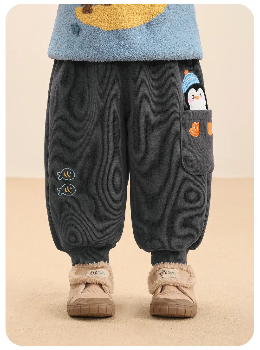 Kaka Panda Boys' Fleece-Lined Pants Children's Winter Clothing Girls' Winter Warm Long Pants Baby Autumn and Winter Sweatpants — feature 10