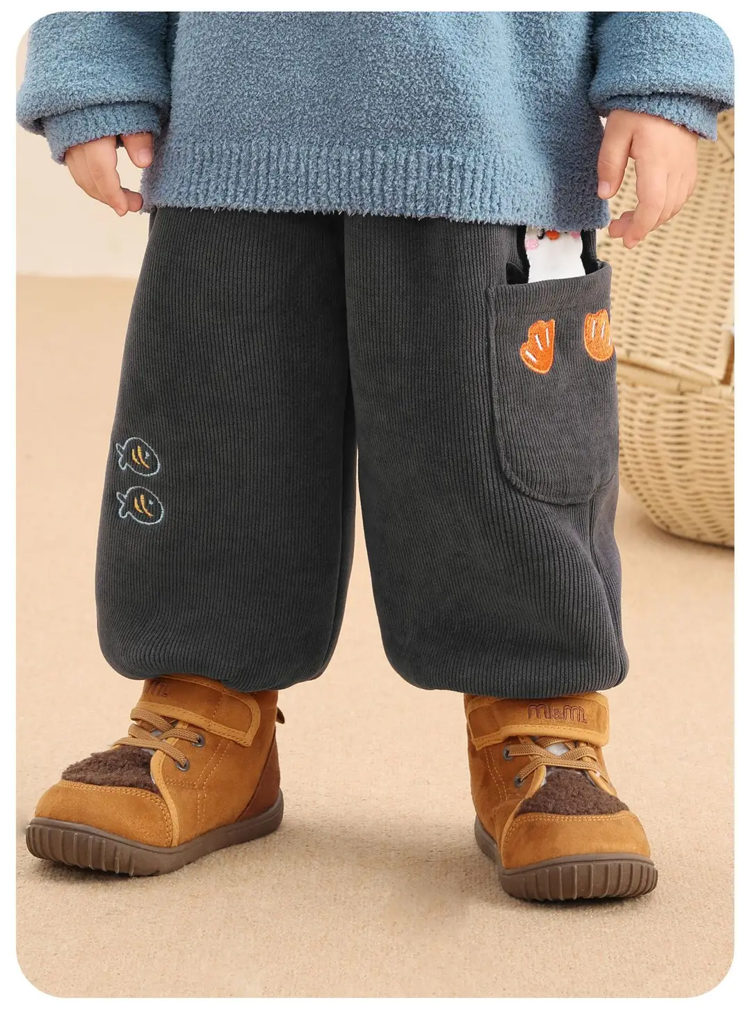 Kaka Panda Boys' Fleece-Lined Pants Children's Winter Clothing Girls' Winter Warm Long Pants Baby Autumn and Winter Sweatpants — feature 11