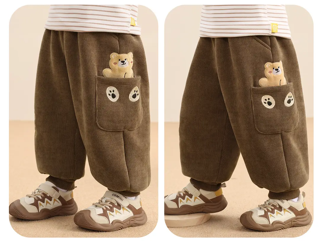 Kaka Panda Boys' Fleece-Lined Pants Children's Winter Clothing Girls' Winter Warm Long Pants Baby Autumn and Winter Sweatpants — feature 7