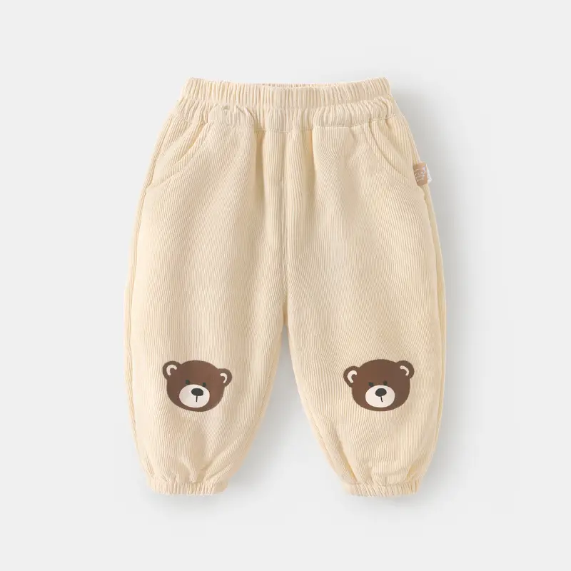 Kaka Panda Boys' Fleece-Lined Pants Children's Winter Clothing Girls' Winter Warm Long Pants Baby Autumn and Winter Sweatpants