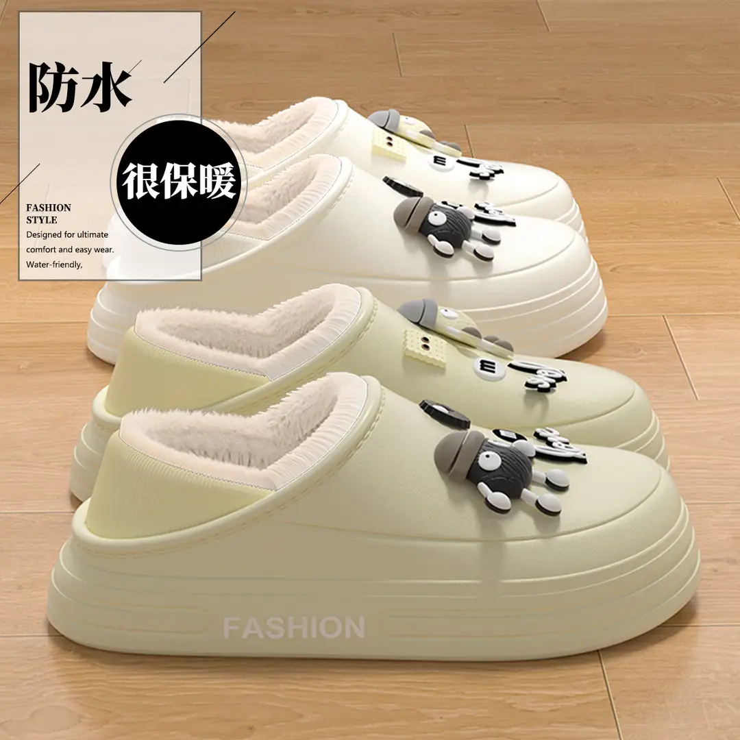 2025 New Thick-Soled Cotton Slippers for Women, Non-Slip, Non-Stinky, Waterproof Outer Wear, Plus Velvet, Warm and Baggy Cotton Slippers Wholesale - Image 11