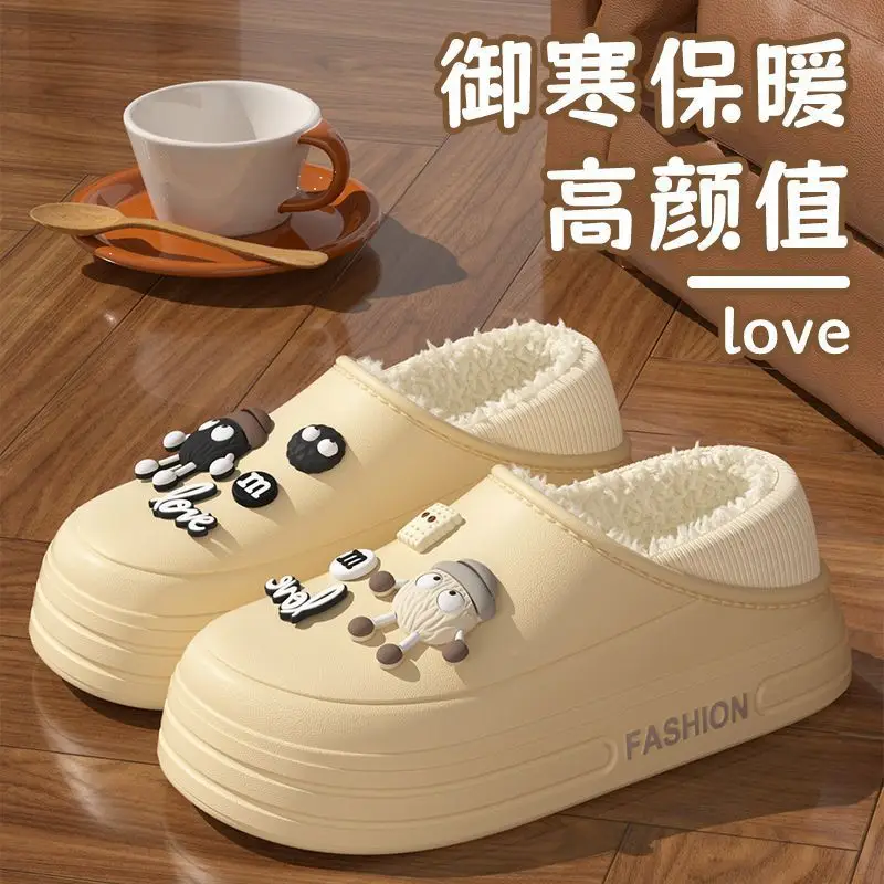 2025 New Thick-Soled Cotton Slippers for Women, Non-Slip, Non-Stinky, Waterproof Outer Wear, Plus Velvet, Warm and Baggy Cotton Slippers Wholesale — feature 1