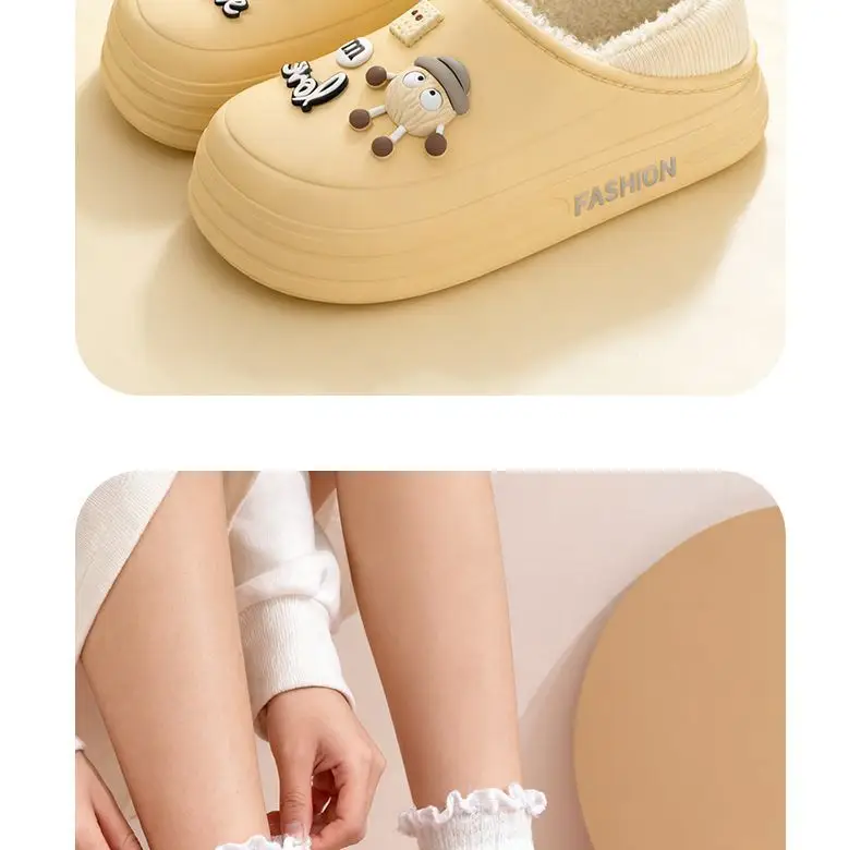 2025 New Thick-Soled Cotton Slippers for Women, Non-Slip, Non-Stinky, Waterproof Outer Wear, Plus Velvet, Warm and Baggy Cotton Slippers Wholesale — feature 19